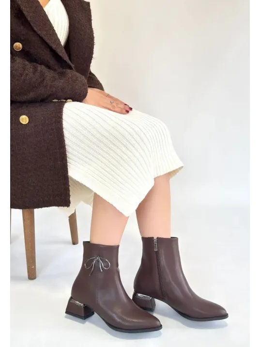 Harly Kahverengi Cilt Topuklu Bot Harly Kahverengi Cilt Topuklu Bot