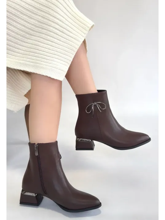 Harly Kahverengi Cilt Topuklu Bot Harly Kahverengi Cilt Topuklu Bot