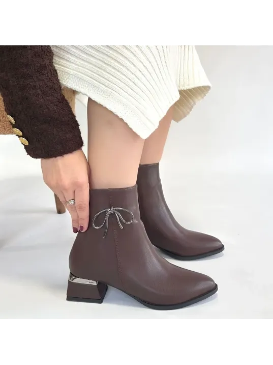 Harly Kahverengi Cilt Topuklu Bot Harly Kahverengi Cilt Topuklu Bot