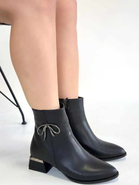 Harly Siyah Cilt Topuklu Bot