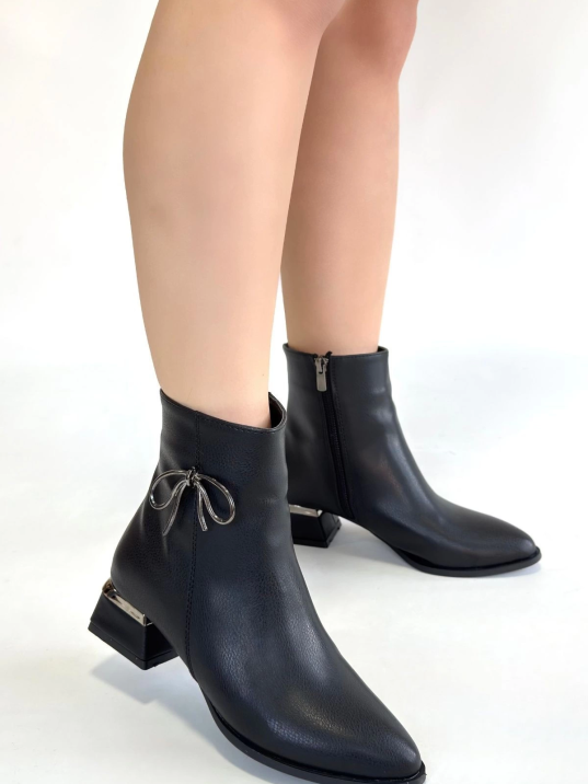 Harly Siyah Cilt Topuklu Bot