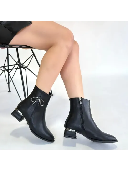 Harly Siyah Cilt Topuklu Bot Harly Siyah Cilt Topuklu Bot