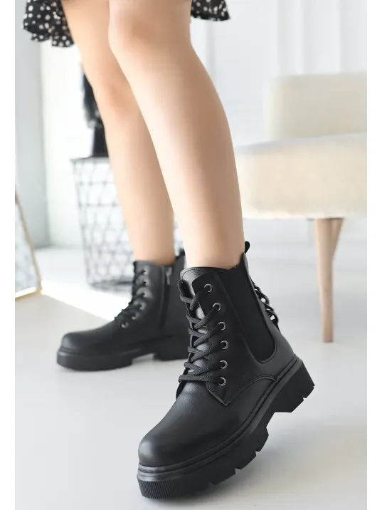 Harte Siyah Cilt Bağcıklı Bot Harte Siyah Cilt Bağcıklı Bot