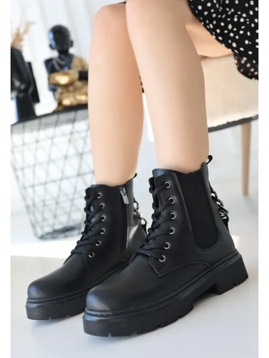 Harte Siyah Cilt Bağcıklı Bot Harte Siyah Cilt Bağcıklı Bot