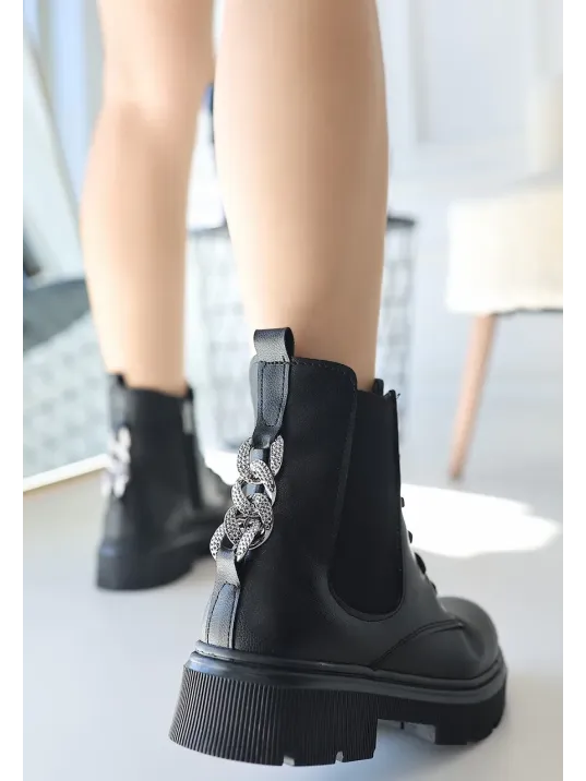 Harte Siyah Cilt Bağcıklı Bot Harte Siyah Cilt Bağcıklı Bot