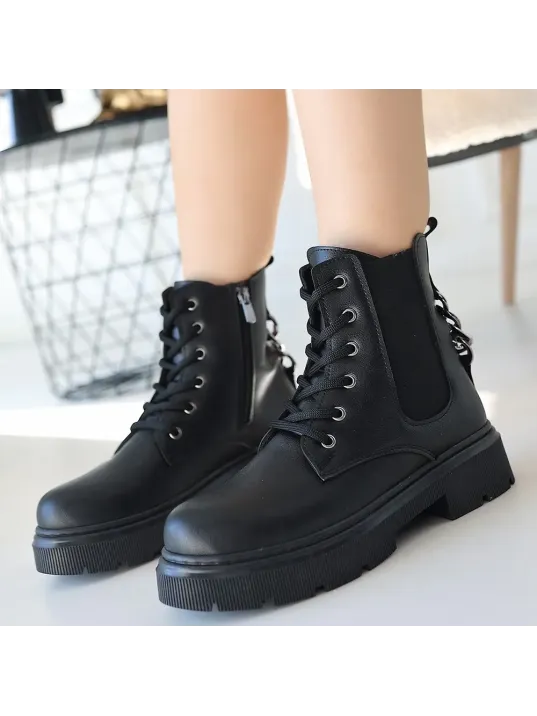 Harte Siyah Cilt Bağcıklı Bot Harte Siyah Cilt Bağcıklı Bot