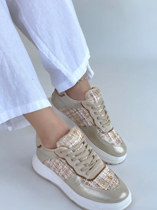 Hawer Bej Cilt Bağcıklı Spor Ayakkabı Hawer Bej Cilt Bağcıklı Spor Ayakkabı