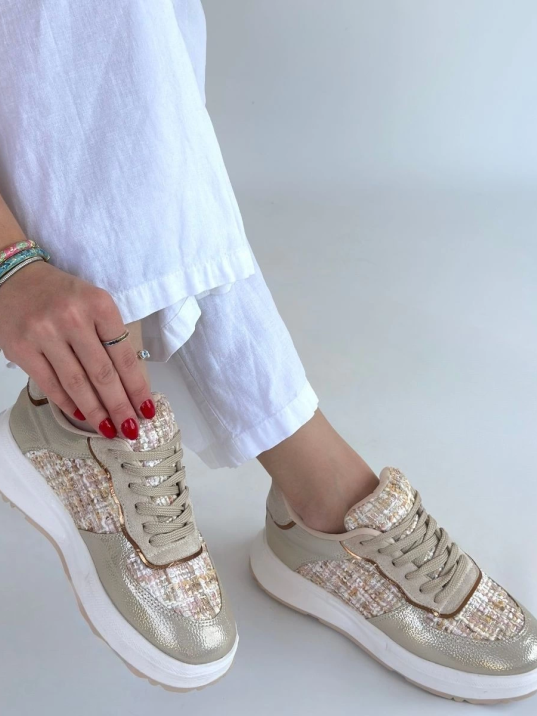 Hawer Bej Cilt Bağcıklı Spor Ayakkabı Hawer Bej Cilt Bağcıklı Spor Ayakkabı