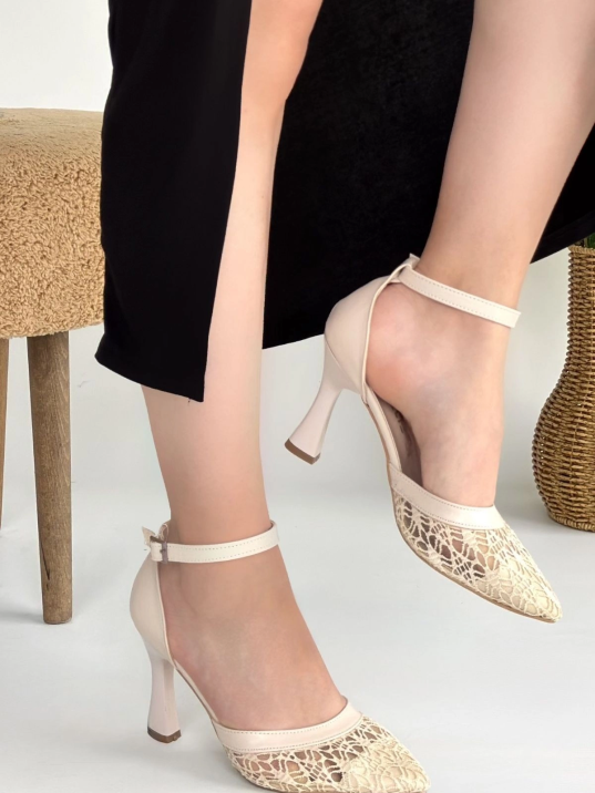 Hejja Bej Cilt Tül Detaylı Topuklu Ayakkabı