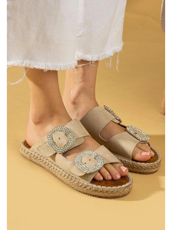 Hertas Bej Nubuk Tokalı Terlik Hertas Bej Nubuk Tokalı Terlik