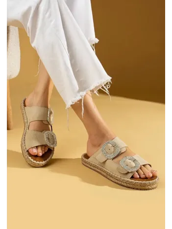 Hertas Bej Nubuk Tokalı Terlik Hertas Bej Nubuk Tokalı Terlik