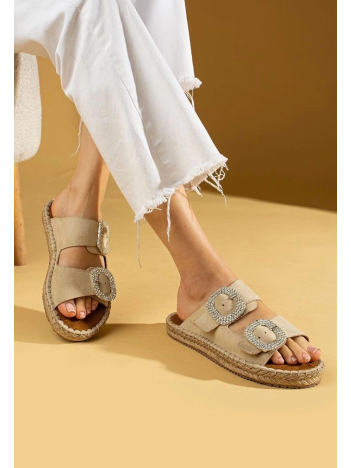 Hertas Bej Nubuk Tokalı Terlik Hertas Bej Nubuk Tokalı Terlik