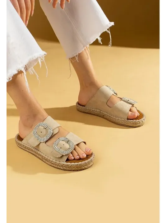 Hertas Bej Nubuk Tokalı Terlik