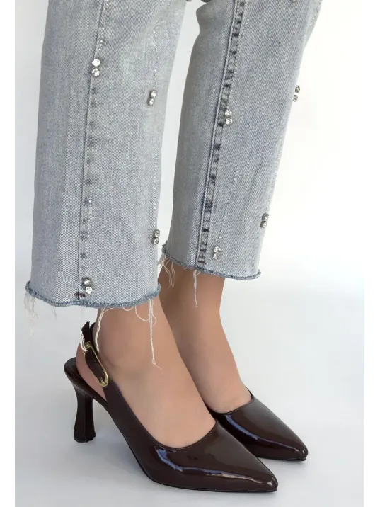 Hies Kahverengi Rugan Topuklu Ayakkabı