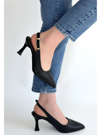 Hies Siyah Cilt Topuklu Ayakkabı