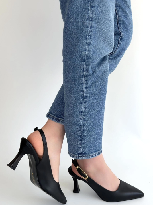 Hies Siyah Cilt Topuklu Ayakkabı