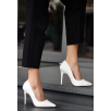 Hillar Beyaz Cilt Stiletto Ayakkabı Hillar Beyaz Cilt Stiletto Ayakkabı
