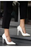 Hillar Beyaz Cilt Stiletto Ayakkabı Hillar Beyaz Cilt Stiletto Ayakkabı