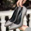 Hillar Platin Saten Stiletto Ayakkabı Hillar Platin Saten Stiletto Ayakkabı