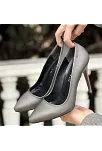 Hillar Platin Saten Stiletto Ayakkabı