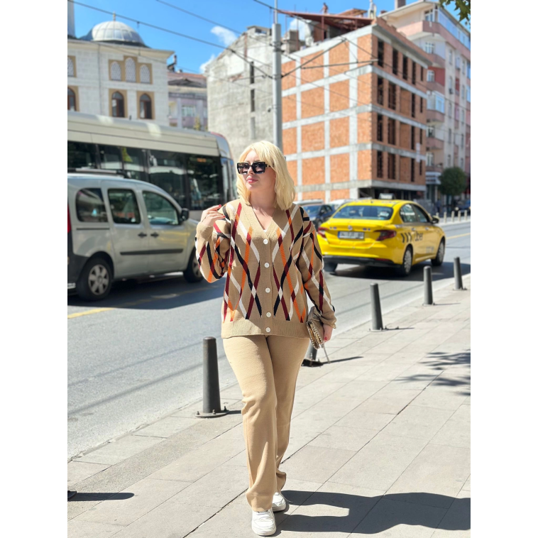 Hırka pantolon alt üst triko takım vizon Hırka pantolon alt üst triko takım vizon