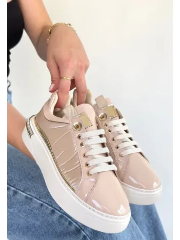 Hley Bej Rugan Paraşüt Detaylı Bağcıklı Spor Ayakkabı