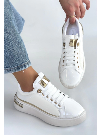 Hley Beyaz Rugan Paraşüt Detaylı Bağcıklı Spor Ayakkabı Hley Beyaz Rugan Paraşüt Detaylı Bağcıklı Spor Ayakkabı