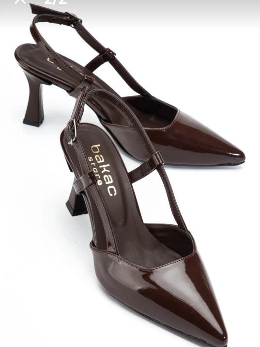 Hoost Kahverengi Rugan Topuklu Ayakkabı Hoost Kahverengi Rugan Topuklu Ayakkabı