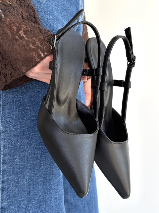 Hoost Siyah Cilt Topuklu Ayakkabı