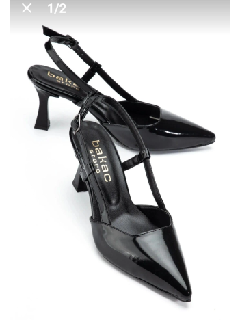 Hoost Siyah Rugan Topuklu Ayakkabı