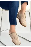 Huer Bej Nubuk Bağcıklı Spor Ayakkabı