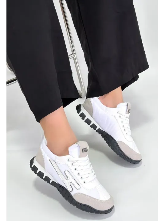 Huer Beyaz Nubuk Bağcıklı Spor Ayakkabı