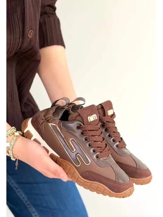 Huer Kahverengi Nubuk Bağcıklı Spor Ayakkabı