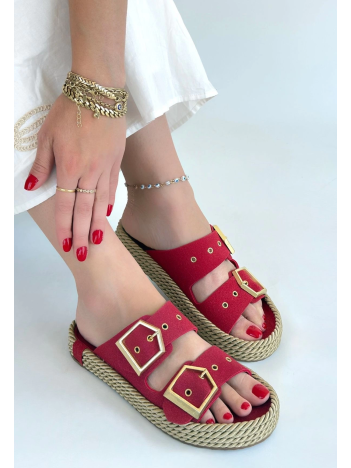 İces Kırmızı Nubuk Terlik İces Kırmızı Nubuk Terlik