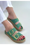 İces Yeşil Nubuk Terlik