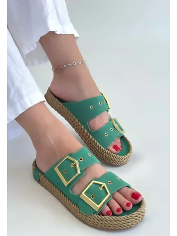 İces Yeşil Nubuk Terlik