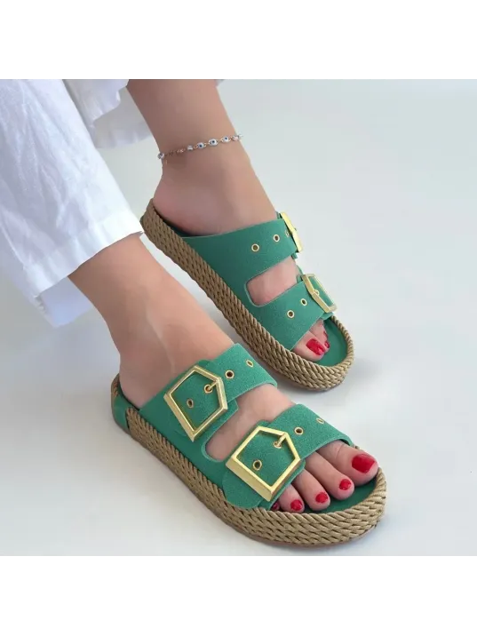 İces Yeşil Nubuk Terlik