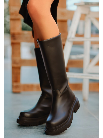 Idax Siyah Cilt Topuklu Çizme Idax Siyah Cilt Topuklu Çizme