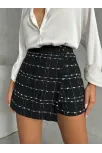 İki Düğmeli Ch Kumaş Şort Etek Siyah H26414