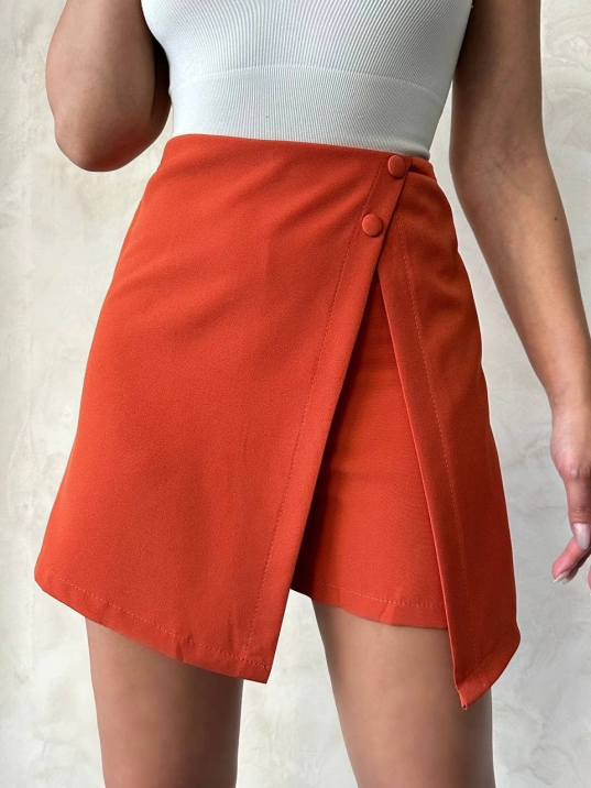 İki düğmeli kapaklı şort etek kremit s24046 İki düğmeli kapaklı şort etek kremit s24046