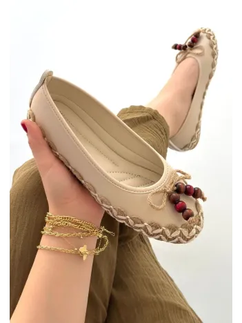 Ilwe Bej Cilt Babet Ayakkabı