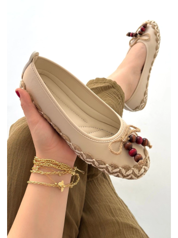 Ilwe Bej Cilt Babet Ayakkabı