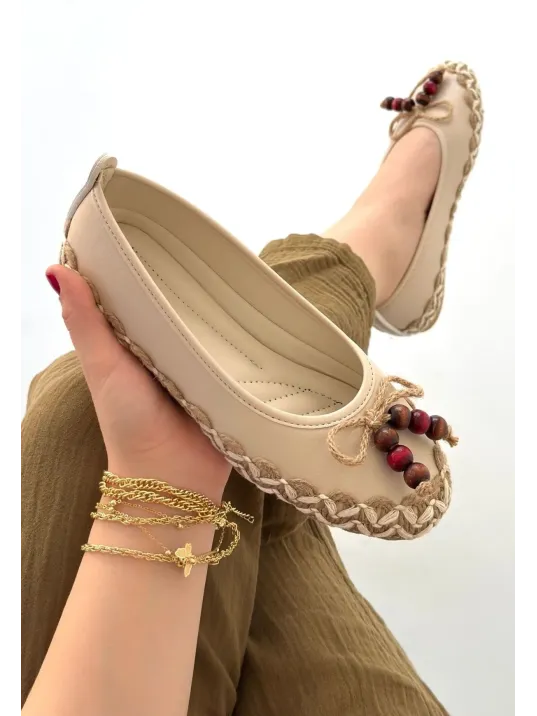 Ilwe Bej Cilt Babet Ayakkabı