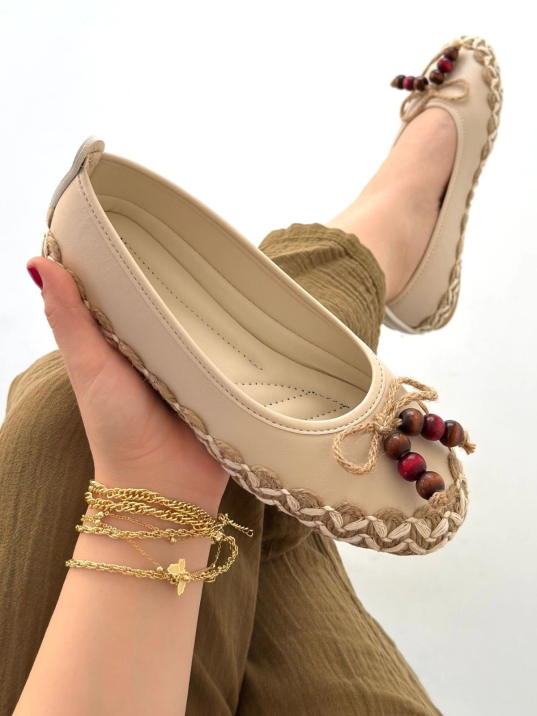 Ilwe Bej Cilt Babet Ayakkabı