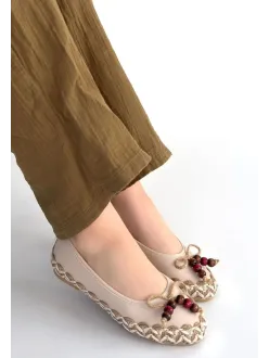 Ilwe Bej Cilt Babet Ayakkabı Ilwe Bej Cilt Babet Ayakkabı