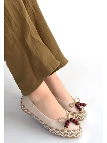 Ilwe Bej Cilt Babet Ayakkabı Ilwe Bej Cilt Babet Ayakkabı