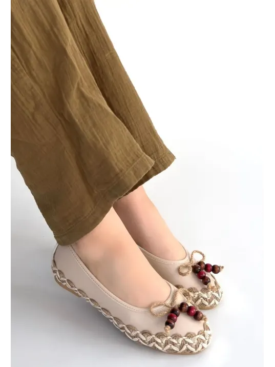 Ilwe Bej Cilt Babet Ayakkabı