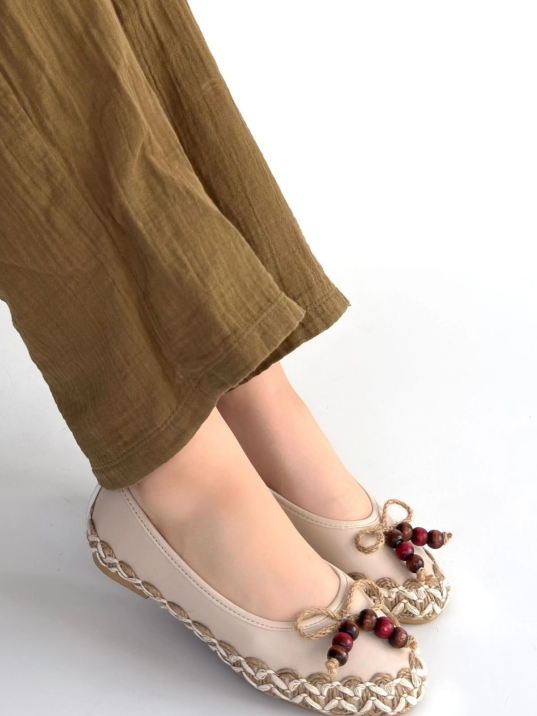 Ilwe Bej Cilt Babet Ayakkabı