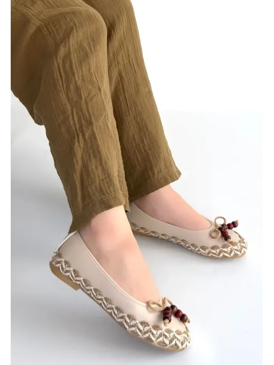 Ilwe Bej Cilt Babet Ayakkabı