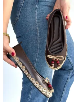 Ilwe Kahverengi Cilt Babet Ayakkabı